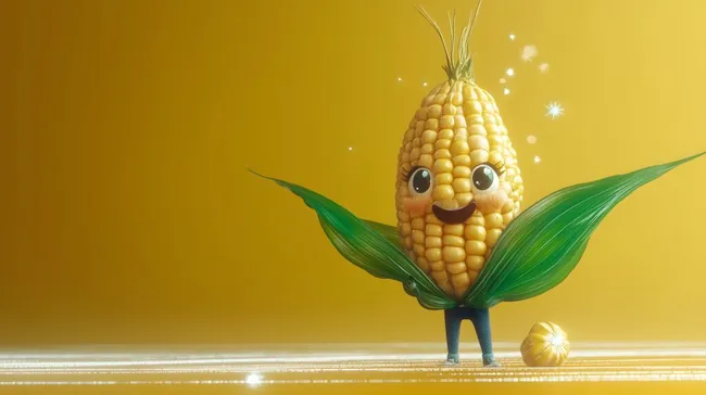 Fröhlicher Maiskornmann in leuchtenden Farben