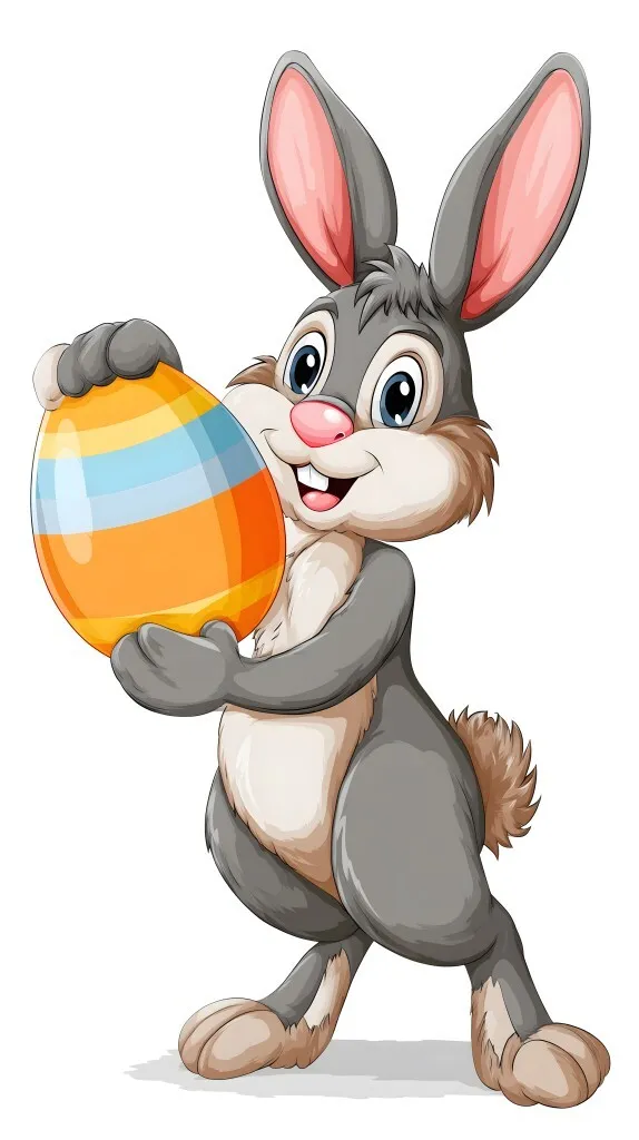 Fröhlicher Osterhase mit dekorativem Ei