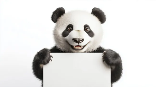 Fröhlicher Panda mit weißer Tafel