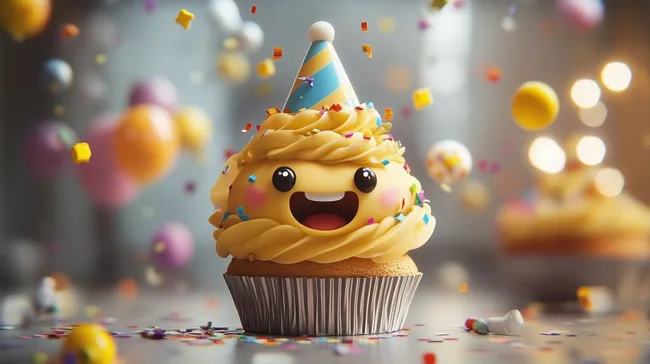 Fröhlicher Partycupcake mit Konfetti