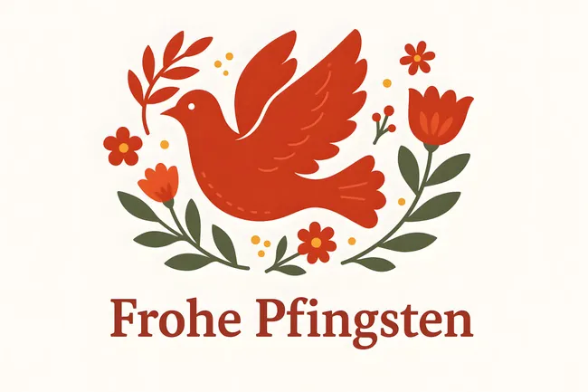 Fröhlicher Pfingstvogel mit Blüten