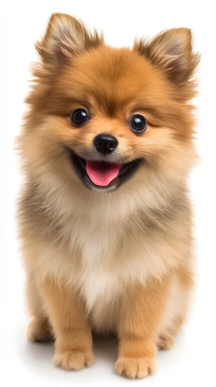 Fröhlicher Pommernscher Welpe im Nahaufnahme-Porträt