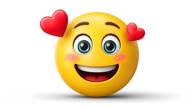 Fröhlicher Smiley mit Herzen - Kostenloses Emoticons-Stockfoto