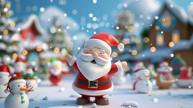 Fröhlicher Weihnachtsmann inmitten festlicher Winterlandschaft