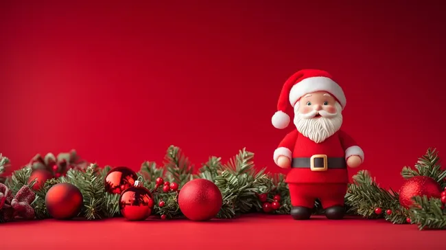 Fröhlicher Weihnachtsmann mit festlicher Dekoration