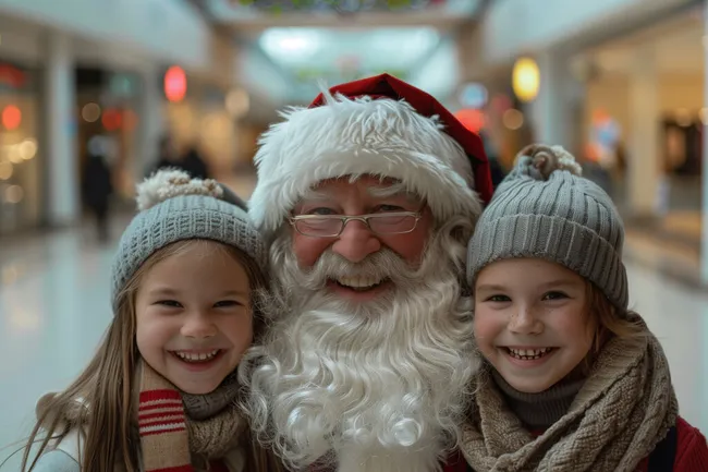 Fröhlicher Weihnachtsmann mit Kindern