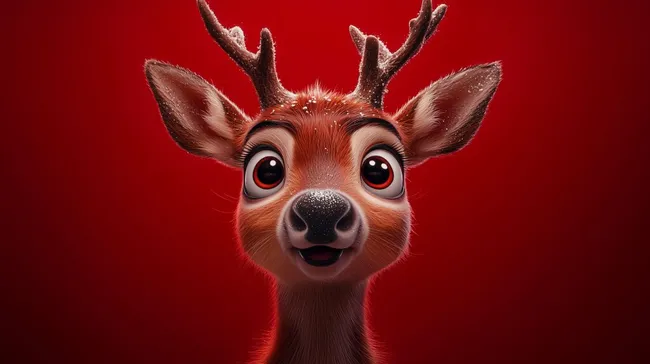 Fröhlicher Weihnachtsren mit glänzendem Blick