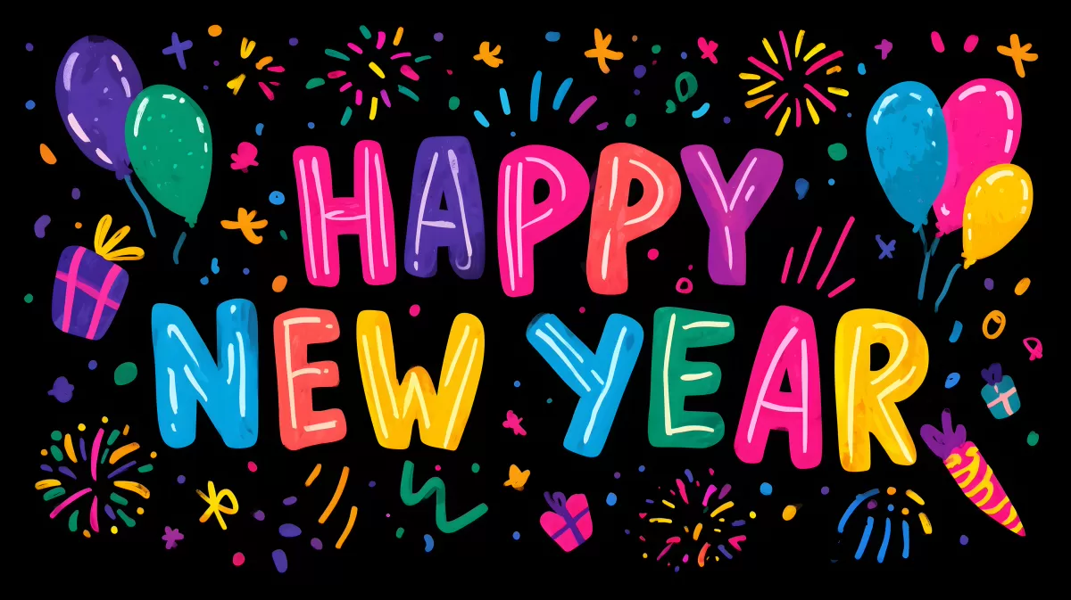 Fröhliches neues Jahr - Bunte Feiertagsillustration