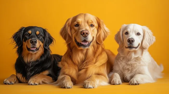 Fröhliches Trio: Drei Hunde in harmonischer Pose