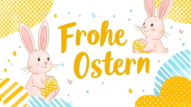 Frohe Ostern - Eier und Hasen mit zarten Pastellfarben
