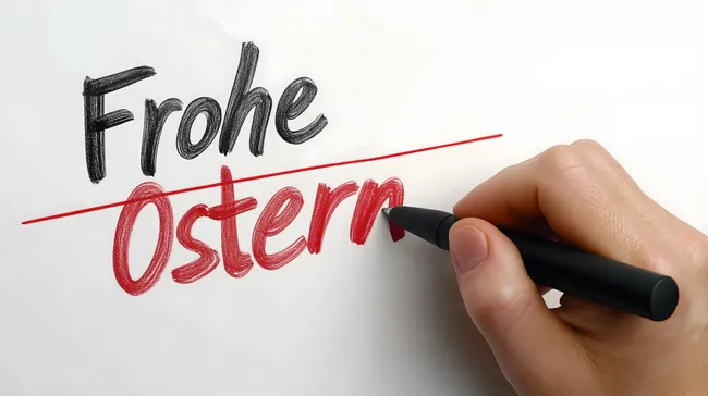 Frohe Ostern handgeschrieben mit Marker und Stift