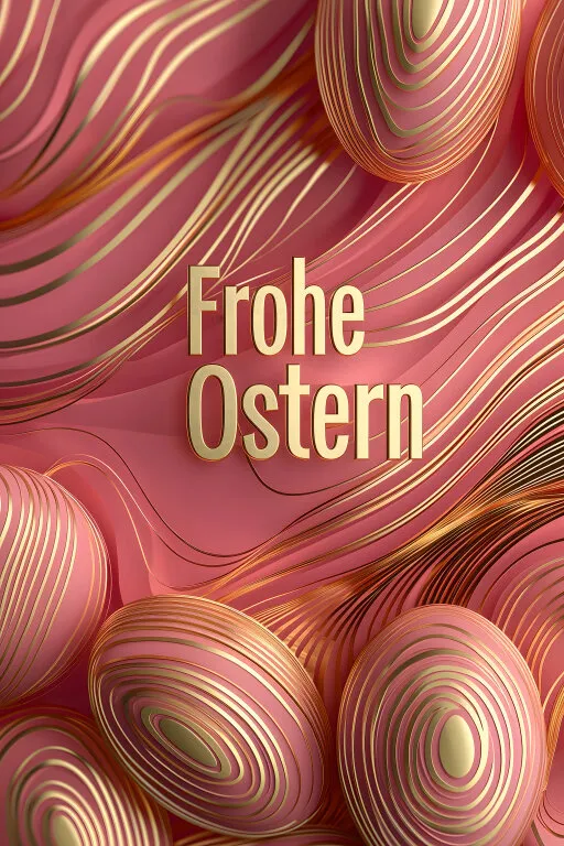 Frohe Ostern - Moderne Osterdekoration in Gold und Rot