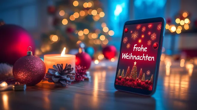 Frohe Weihnachtszeit auf dem Smartphone-Display