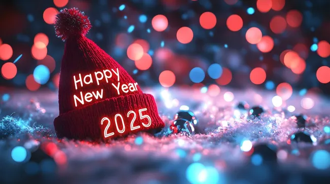 Frohes Neues Jahr 2025 - Winterliche Neujahrsdekorationen