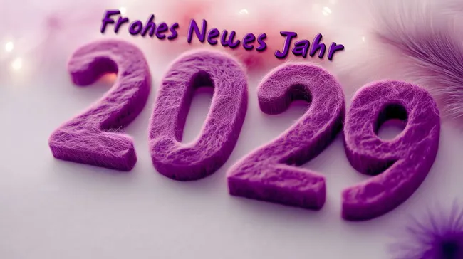 Frohes Neues Jahr 2029 mit flauschigen Zahlen