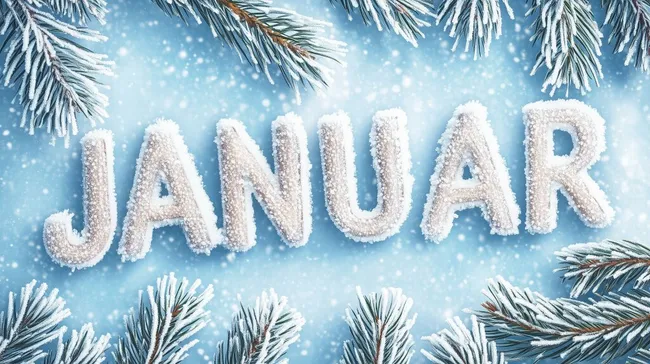 Frostige Tannenzweige mit Schnee im Winter