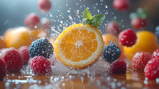 Fruchtige Wasserspiele: Exotische Zitronenscheibe in Nahaufnahme