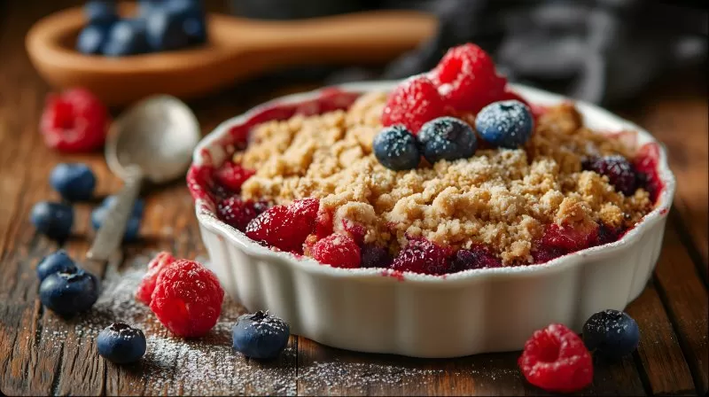 Fruchtiger Beerencrumble mit knusprigen Streuseln