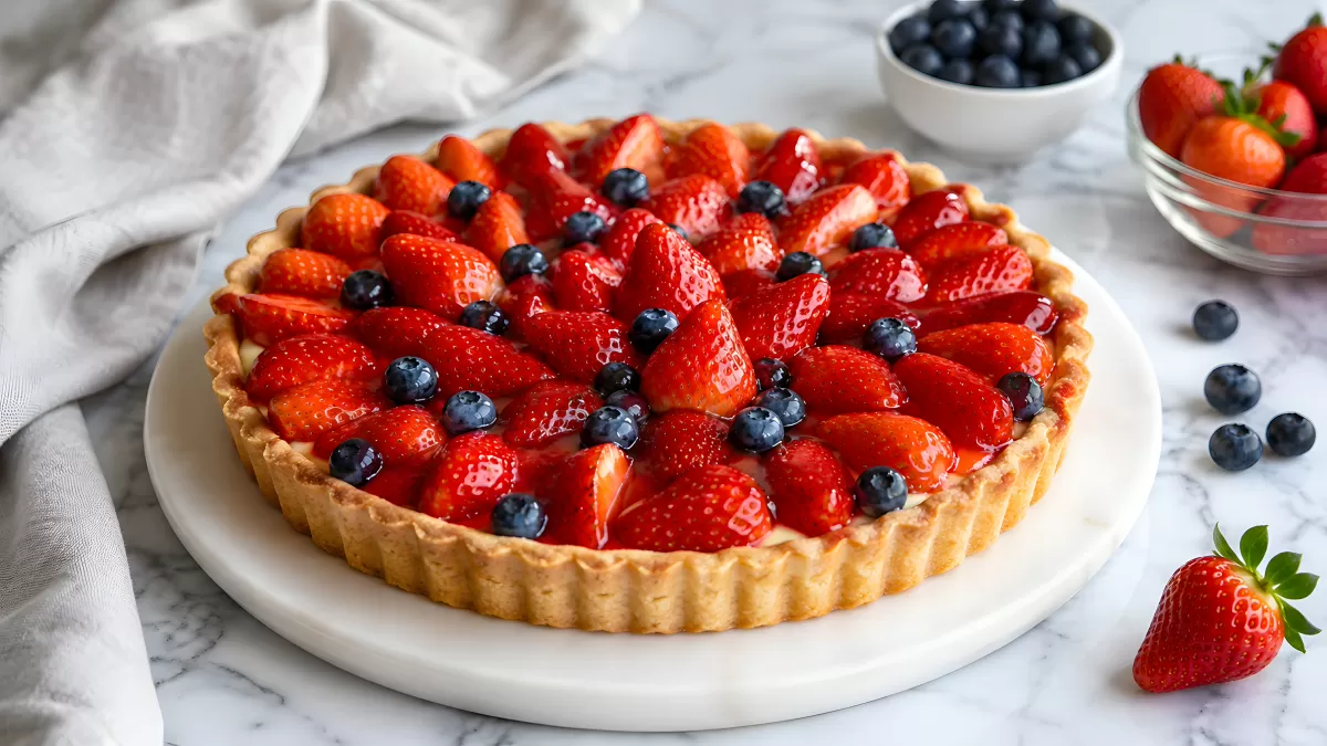 Fruchtiger Beerentart mit Erdbeeren und Heidelbeeren