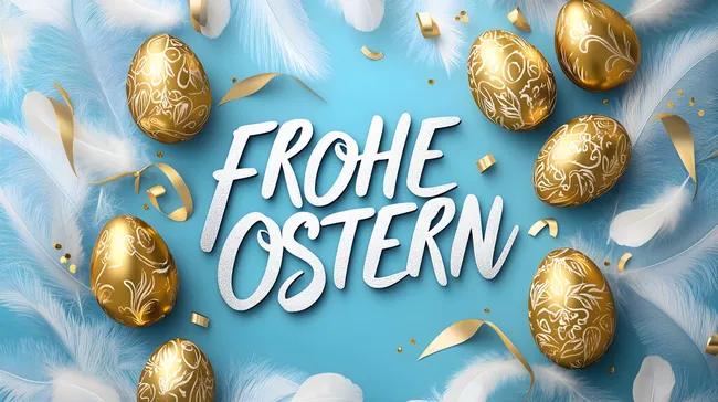 Frühlingsfrohe Ostern mit goldenen Ornamenten