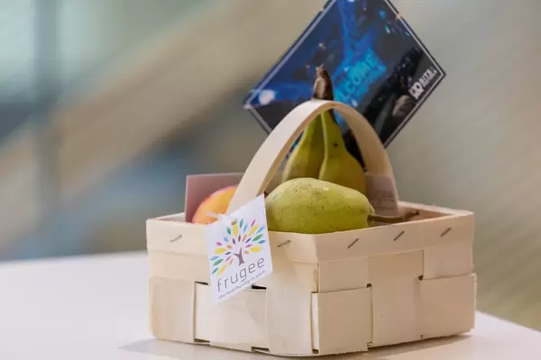 Frugee Früchtekorb als Wilkommensgeschenk auf dem Bits & Pretzels Festival in München