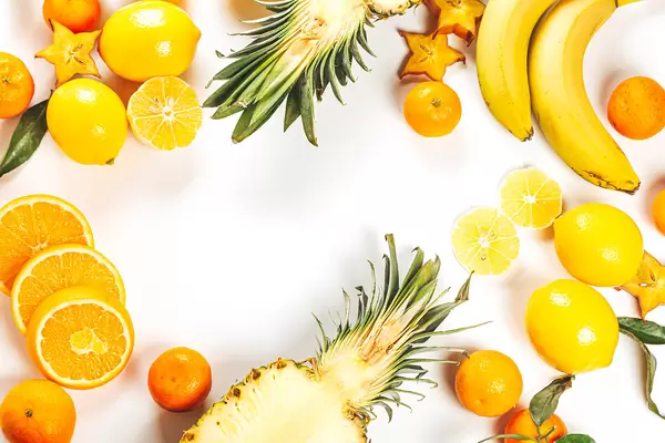 Fruit frame on white with free space