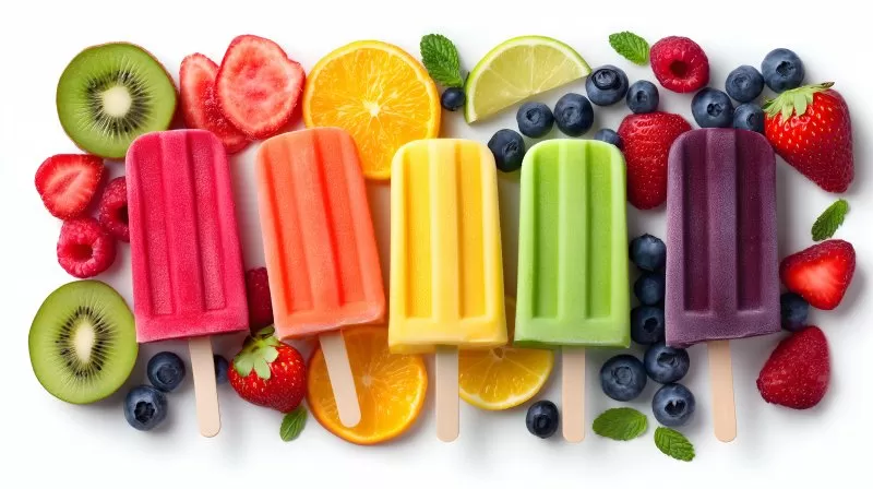 Fruit popsicles with fresh summer fruits