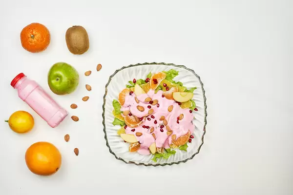 Fruit salad with ripe ingredients