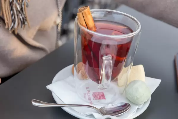 Fruit tea with a cinnamon stick