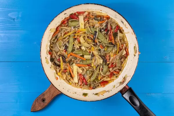 Frying Vegetables in the frying pan