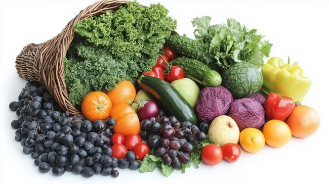 Füllhorn mit frischen Bio-Gemüse und Früchten