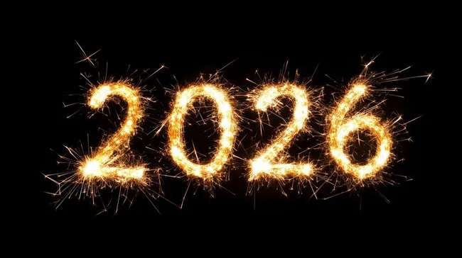 Funkelnde 2026 - Silvester Neujahrs-Motiv mit Wunderkerzen