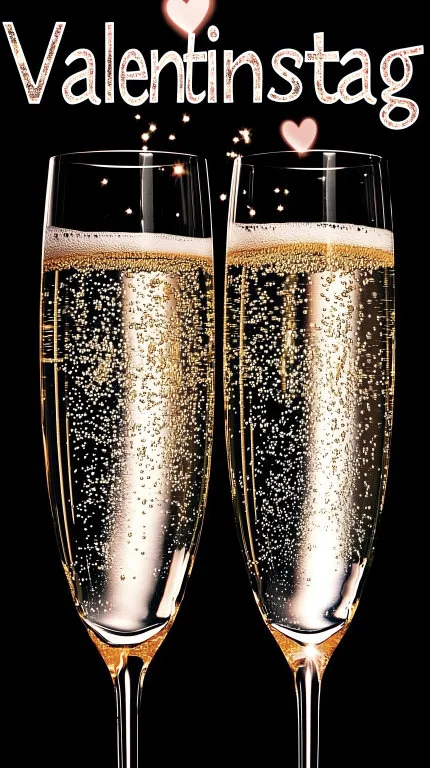 Funkelnde Champagner-Gläser zum Valentinstag