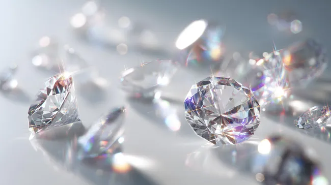 Funkelnde Diamanten auf verspiegeltem Untergrund