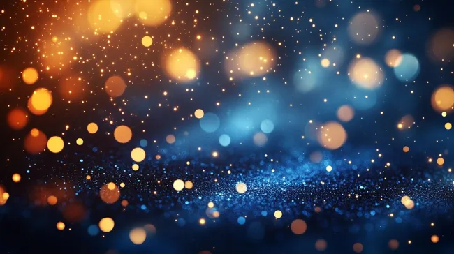 Funkelnde Sternenlicht-Partikel in blau und orange