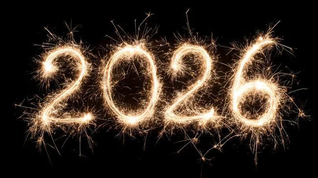Funkelnde Zahlen 2026 für Neujahrskarte und Feuerwerk