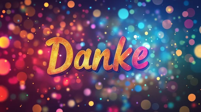 Funkelnder Dankeschön-Text in leuchtenden Farben