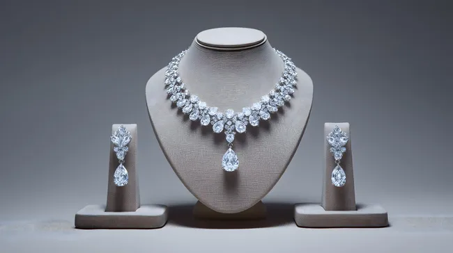 Funkelnder Diamantenschmuck-Set mit Halskette und Ohrringe