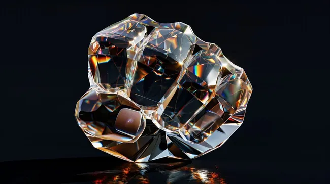 Funkelnder Kristallwürfel im dunklen Ambiente