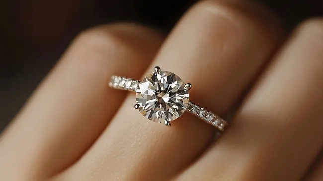 Funkelnder Verlobungsring auf weiblicher Hand