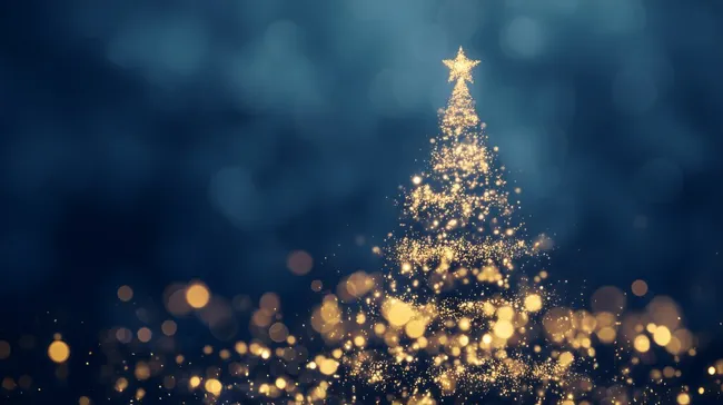 Funkelnder Weihnachtsbaum mit goldenem Glanz