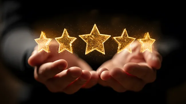 Funkendes Sternenmotiv in Händen - Trendwürdiges Stockfoto