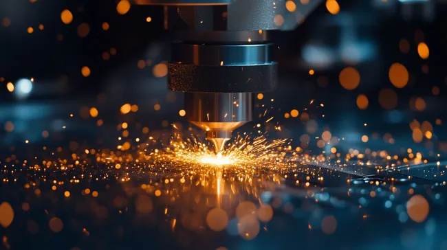 Funkensprühende Metallbearbeitung mit industrieller Laserschneidmaschine