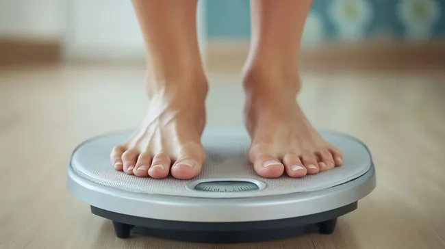 Fuß auf digitaler Waage - Körpergewicht messen