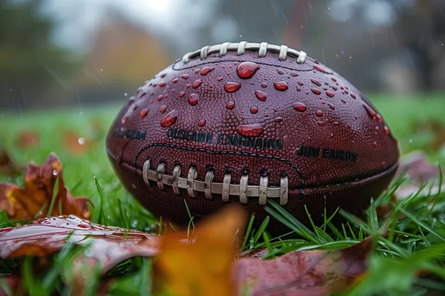Fußball im Regen auf Naturrasen