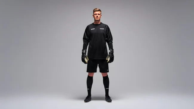 Fußballtorhüter in schwarzer Sportbekleidung