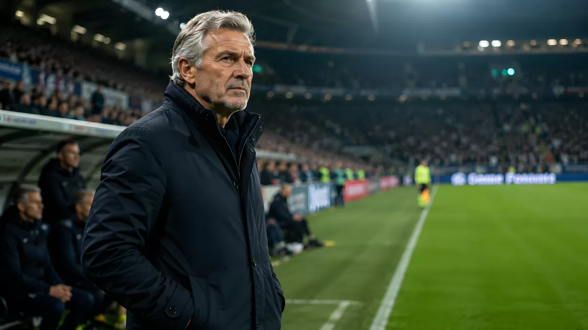 Fußballtrainer an der Seitenlinie im Stadion
