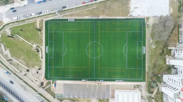 Fußballstadion Campo de Futbol Magaluf, Mallorca aus der Vogelperspektive