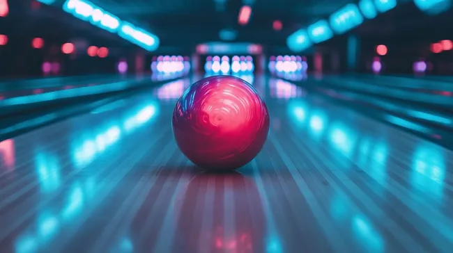 Futuristische Bowlingkugel in leuchtendem Neon-Ambiente