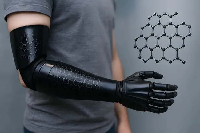 Futuristische Hightech-Armprothese mit Graphenstruktur